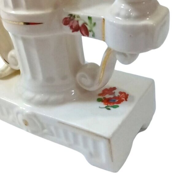 Vintage Czechoslovak Porcelain White 3 Arm Candle Holder Flower Decor Gold Trim - Picture 7 of 8